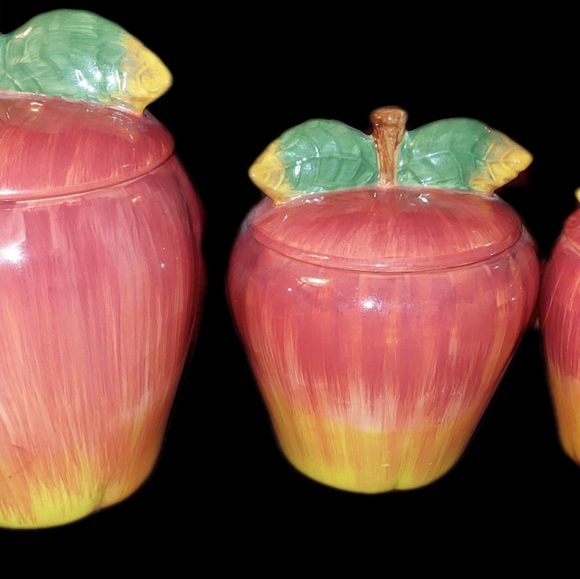 SAKURA ~ SONOMA ~ APPLE COOKIE JAR ~with 3 canisters - Picture 3 of 4